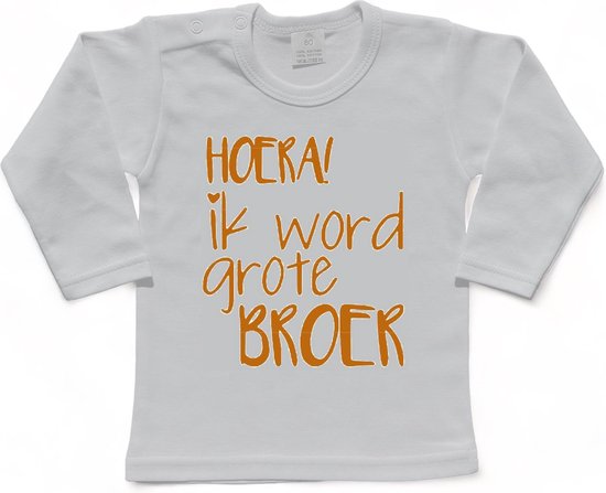 Shirt Aankondiging zwangerschap Ik word grote broer | lange mouw | wit