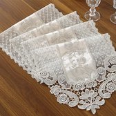 Kanten tafelloper Prachtige kantstof met vintage borduurwerk, handgemaakt, perfect voor bruiloft, koffiefeestdecoratie