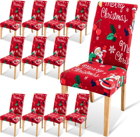 Set de 12 Housses de siège de Noël , housse de chaise festive, housse de  protection de... | bol