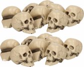 Halloween/Horror schedels/doodshoofdjes - 24x - wit - H4 cm - kunststof - Halloween versiering/decoratie
