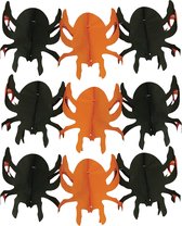 Halloween feestslinger spinnen - 2x - 3 meter - oranje/zwart - van papier
