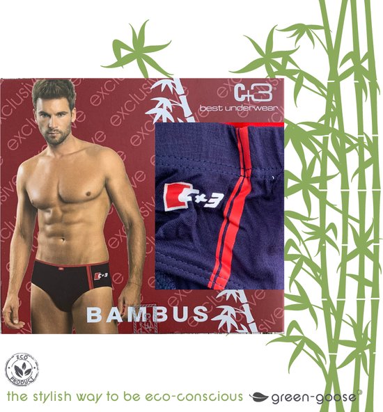 green-goose® Slip en Bamboe pour hommes | Gris et rouge | Taille XXL | 95% bambou | Doux, respirant et hypoallergénique