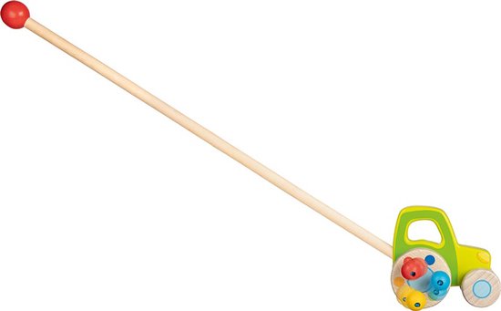 Goki Stokroller Tractor Jongens 10 Cm Hout Naturel/groen/geel van goki — afbeelding 2