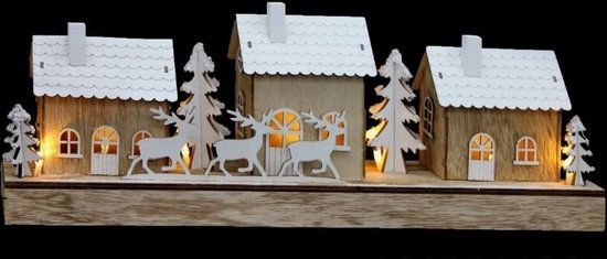 Sneeuwlicht houten dorp - Plastic - Wit - SILUMEN