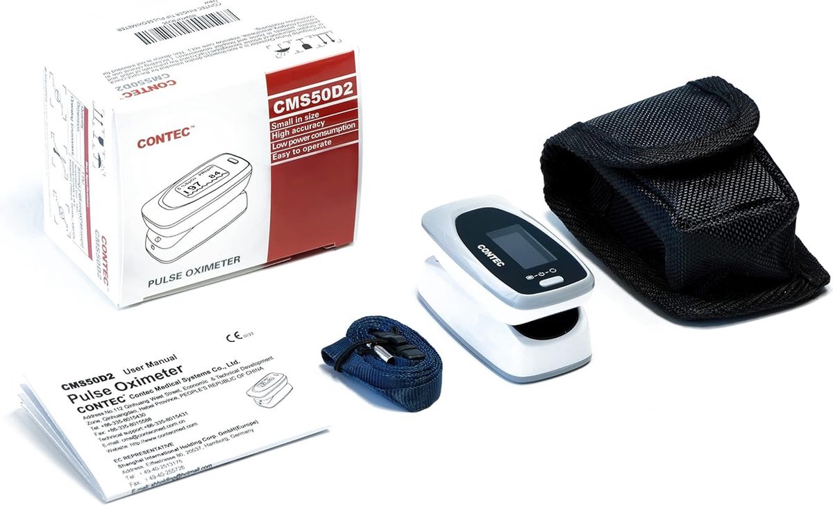Saturatiemeter CMS50D2 professioneel Pulse Oximeter hartslagmeter  zuurstofmeter | bol