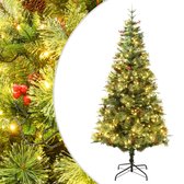 The Living Store Kerstboom PE/PVC - 120 cm - LED-verlichting - scharnierende constructie
