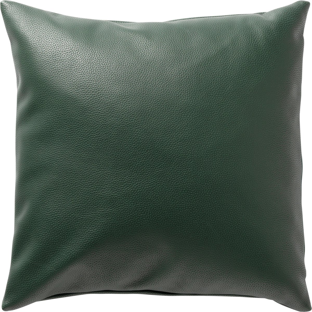 Dutch Decor JARED - kussenhoes 45x45 cm - leerlook - effen kleur - Garden Topiary - groen - met rits - zonder binnenkussen Donkergroen
