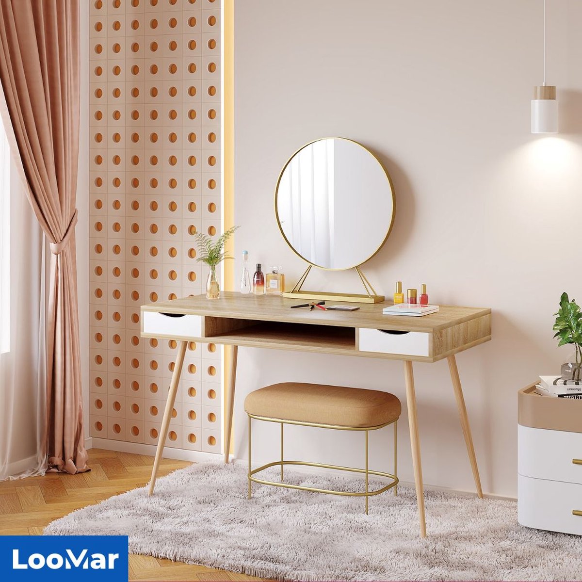 LooMar Bureau - Industrieel - Computertafel - Bureautafel- Laptoptafel - Thuiskantoor - Hout - Wit