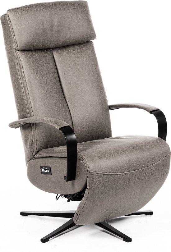 Genua Relaxfauteuil Elektrisch Verstelbaar met Accu - Optimaal Zitcomfort - Nosagvering voor extra Ontspanning - Relax Fauteuil - Relaxstoel met Armleuning - Graphite