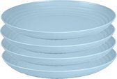 PlasticForte Rond bord/camping bord - 4x - D25 cm - ijsblauw - kunststof