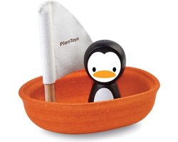 PlanToys Houten Speelgoed Zeilboot-Pinguïn