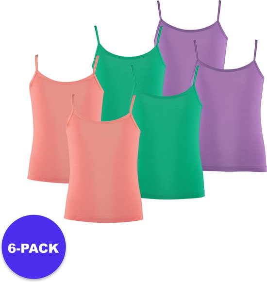 Apollo (Sports) - Bamboe Meisjes Hemd - Multi Fashion - Maat 110/116 - 6-Pack - Voordeelpakket