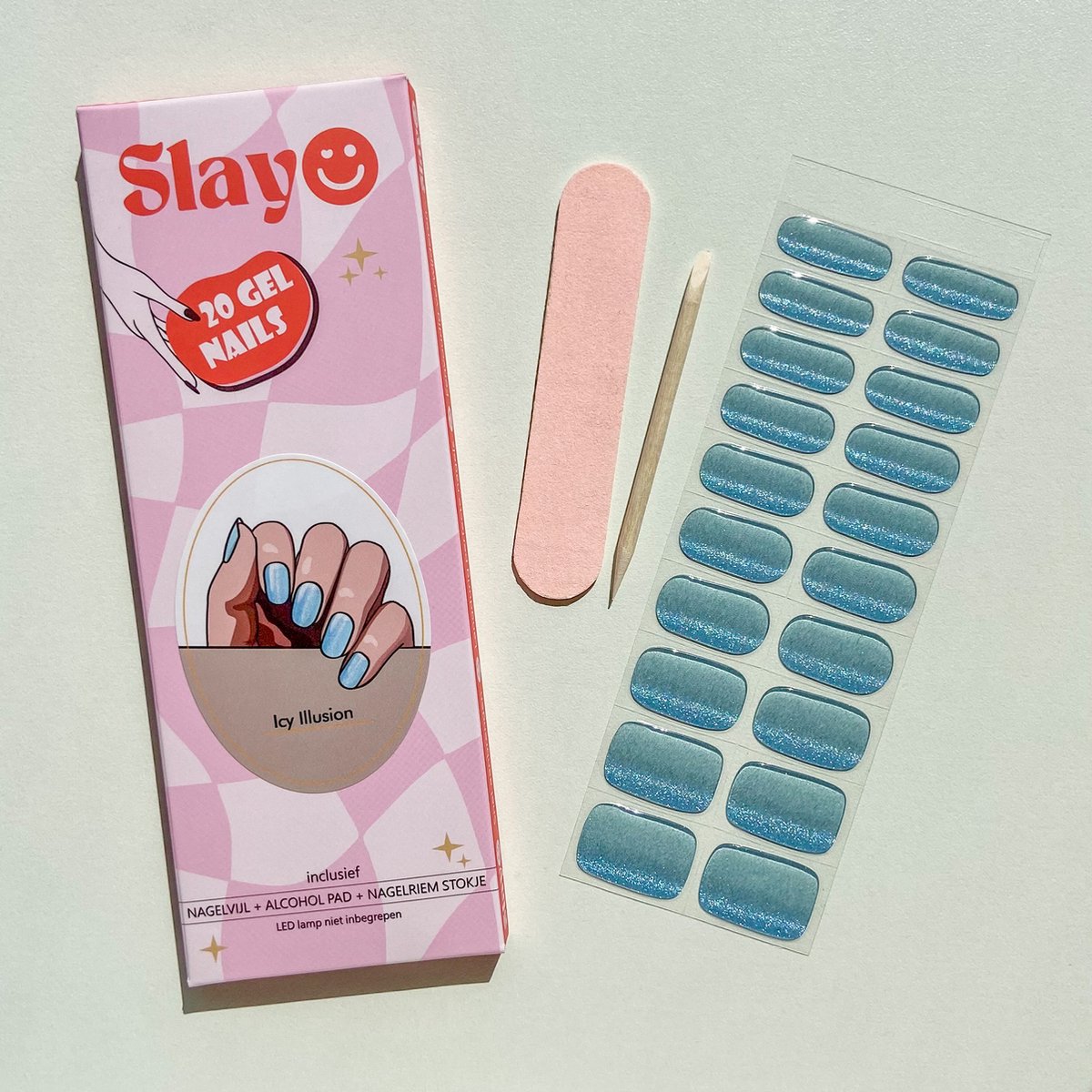 Slayo© - Gellak Stickers - Icy Illusion - Nagelstickers - Gel Nail Wraps - Nail Art Stickers - Nail Art - Gellak Nagels - Glitter Gellak - Gel Nagel Stickers - Nail Wraps - LED/UV lamp nodig
