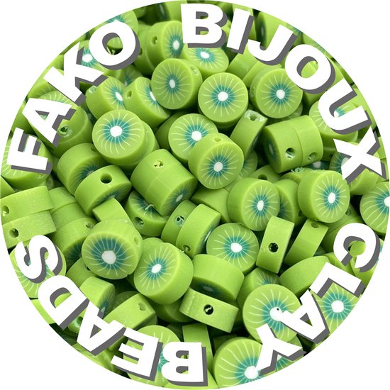 Fako Bijoux® - Perles Argile Kiwi - Perles figurines - Perles d'argile - 10 mm - 1000 pièces - Bulk