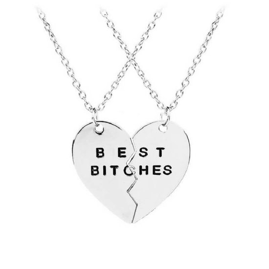 Foto: Best bitches bff vriendschapsketting voor 2 bff s zilver