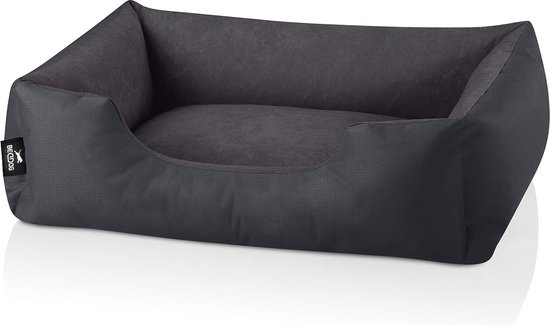 Snocyo Hondenbed voor kleine honden, 55 x 45 x 16 cm, wasbaar hondenkussen, afneembare hoes, hondensofa, hondenmand met verhoogde randen, wollig kattenbed, hondenbed met noppen, grijs