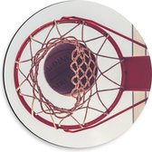 Dibond Muurcirkel - Basket door Basketbal Heen - 30x30 cm Foto op Aluminium Muurcirkel (met ophangsysteem)