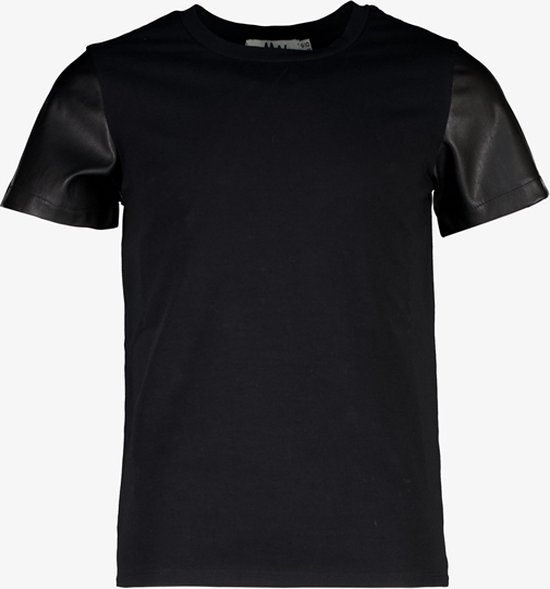 MyWay meisjes T-shirt met PU mouwen zwart - Maat 170