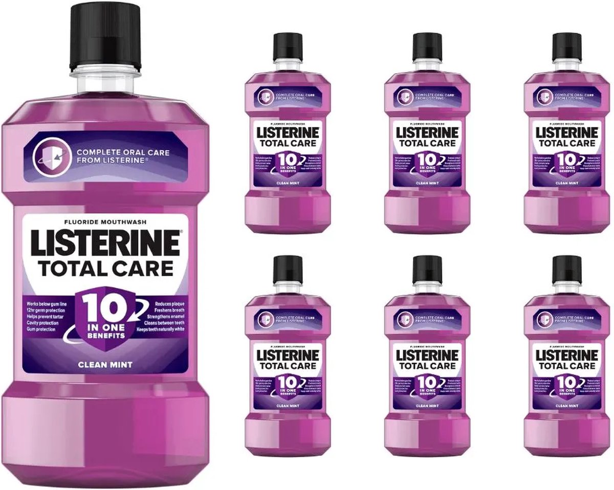 Bol.com Listerine -Total care Mondwater - Clean mint - 6x 250 ml - Voordeelverpakking aanbieding