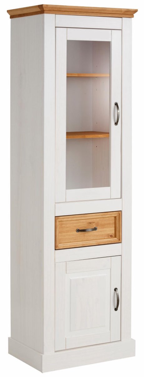 Selma-Vitrinekast Grenen/MDF Wit