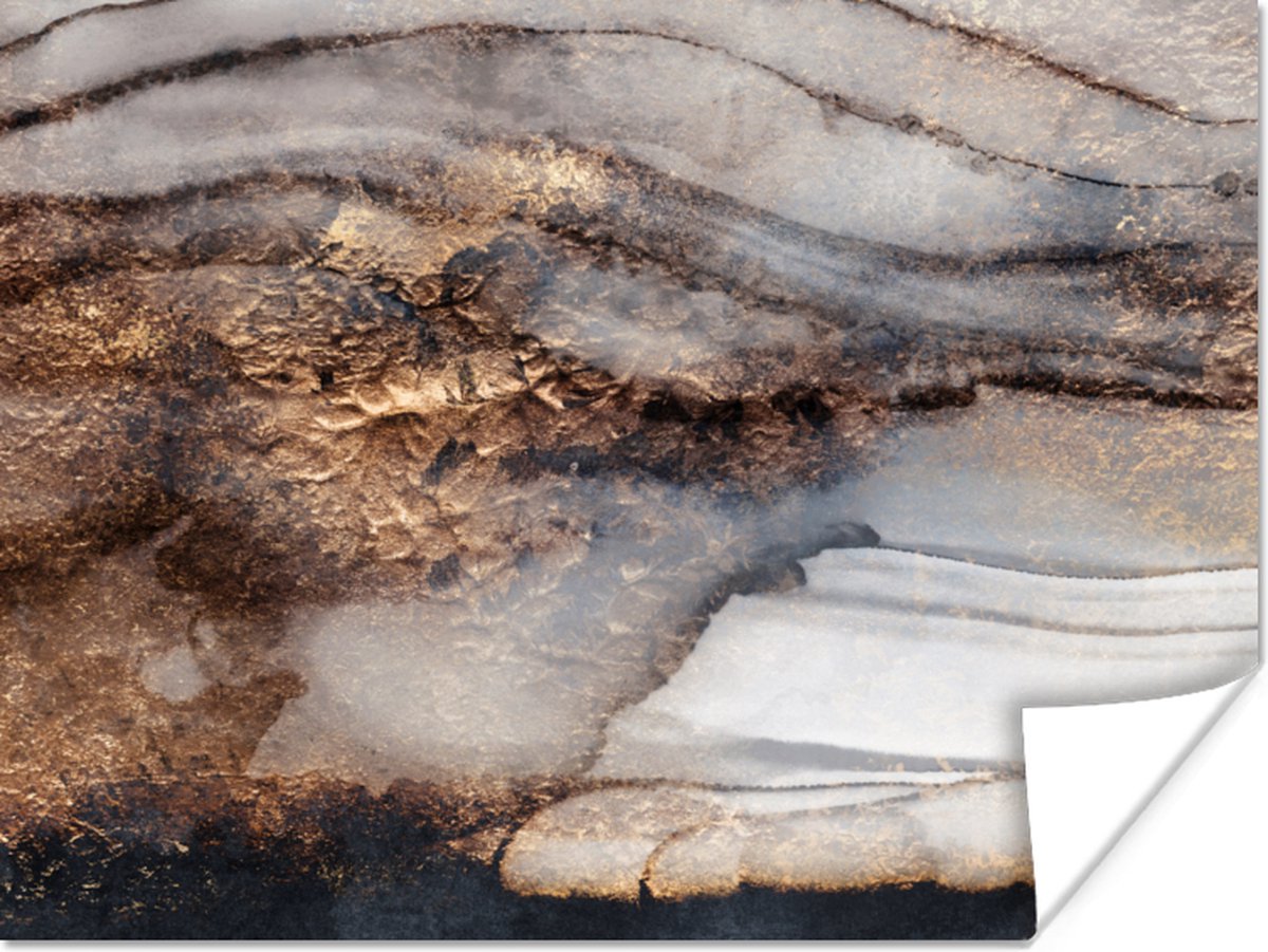 Poster Storm - Goud - Abstract - 80x60 cm