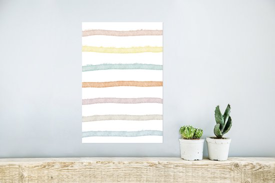 Poster Lijn - Pastel - Regenboog - Patronen - 20x30 cm