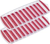 IJsmaker Stixx IJsblokjesvorm voor het maken van 10 kleine ijsblokjesstokjes, ideaal voor flessen, transparant/rood, plastic, BPA-vrij, 2 stuks