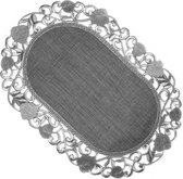 Nappe - Aspect lin - Grijs foncé avec feuilles - Chemin de table 25 x 35