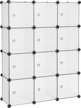 Rootz rekkensysteem - rekkensysteem met 12 vakken - kunststof plaat - deurplaat - verstelbare rekkensystemen - industriële rekken - magazijnrekken - wit - 93 x 31 x 123 cm (L x B x H)