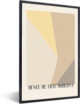 Fotolijst inclusief poster - Posterlijst abstracte kunst - Zwarte lijst 80x120 - Voor volwassenen - Fotokader abstract - Photo frame beige - Fotolijstje slaapkamer accessoires - Decoratie woonkamer - - Poster - Wissellijst