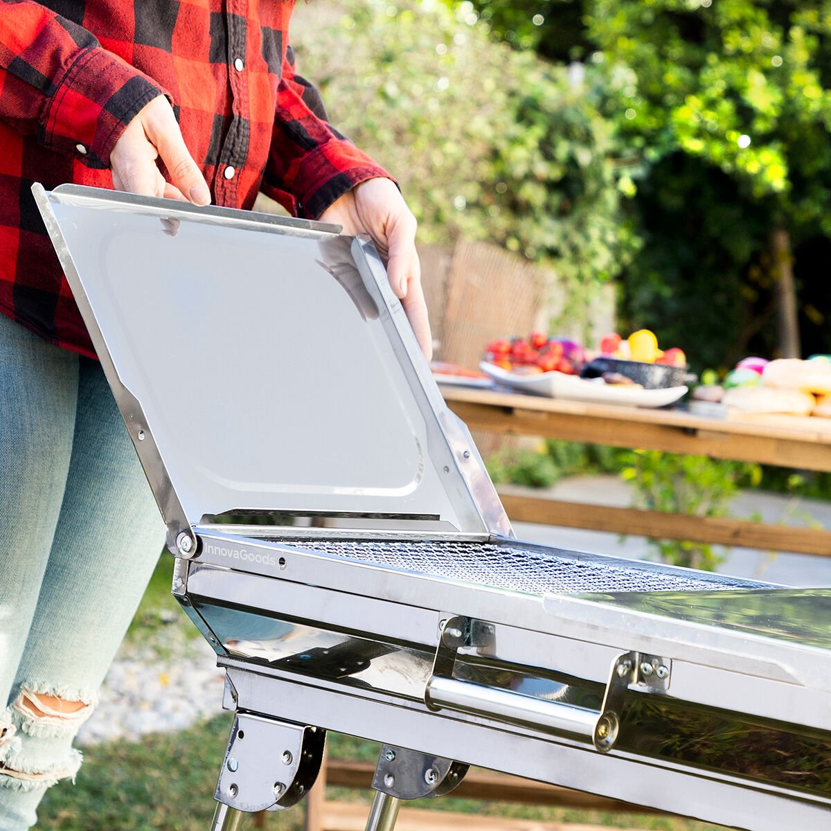 Roestvrijstalen vouwbarbecue voor houtskool ExelQ InnovaGoods