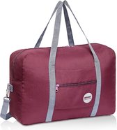 Handbagagetas voor vliegentuig, ricetas, small, opvouwbare handbagage, koffer, 55 x 40 x 20 cm, 45 x 36 x 20 cm, B - wijnrood met schouderriem