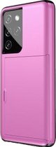 Hoesje geschikt voor Samsung Galaxy S22 Plus - Backcover - Hardcase - Pasjeshouder - Portemonnee - Shockproof - TPU - Roze