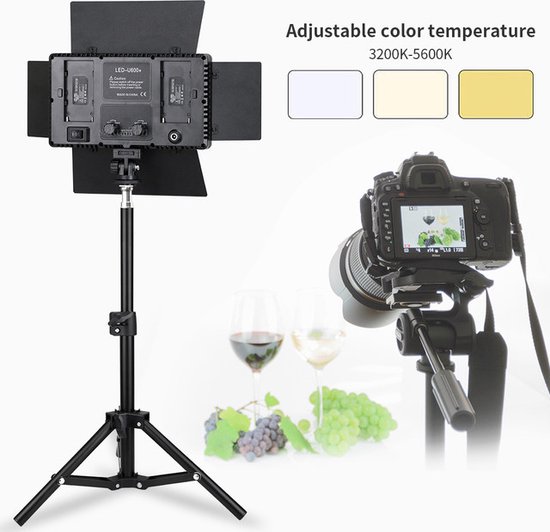 Luminex Pro U800- studiolamp - fotografie accessoires - statief 2m - bluetooth afstandbediening - beter dan ringlamp - softbox studiolamp 3200k tot 5600k - 50 W - Studio lamp