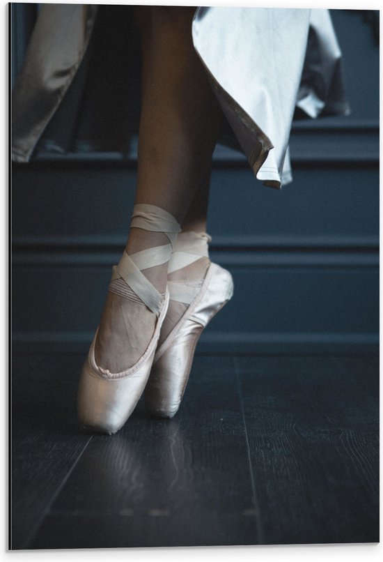 Dibond - Ballerina aan het Dansen op Spitzen - 40x60 cm Foto op Aluminium (Wanddecoratie van metaal)