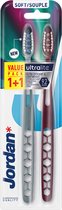 Jordan Ultra Lite Tandenborstel Soft - Ultralicht Hoogwaardige Handgreep uit één materiaal - 9,2 g - 2 stuks