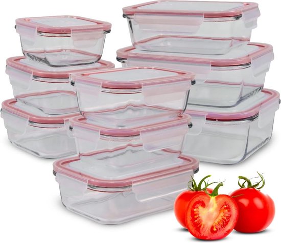 BIRAMBEAU, Set van 3 glazen dozen met bamboedeksel, voedselcontainers, luchtdicht, geschikt voor oven en magnetron, koelkast