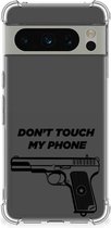 Cover Case Google Pixel 8 Pro Telefoonhoesje met doorzichtige rand Pistol Don't Touch My Phone