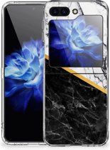Smartphonehoesje Geschikt voor Samsung Galaxy Z Flip 5 Smartphone hoesje Marble White Black
