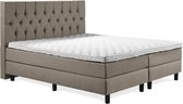 Boxspring Luxe 160x200 Capiton Taupe Lederlook