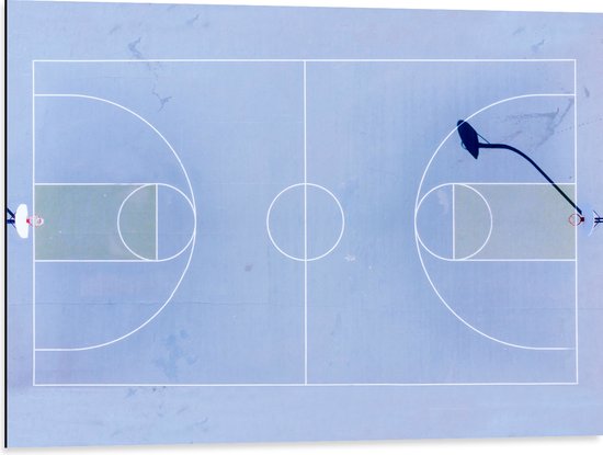 Dibond - Bovenaanzicht van Basketbalveld - 80x60 cm Foto op Aluminium (Wanddecoratie van metaal)