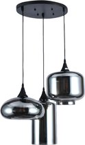 SensaHome MD89136-3 Hanglamp - 3-Lichts Eetkamer Verlichting - Smokey Glazen Eettafel Lamp - E27 Fitting - Exclusief Lichtbron