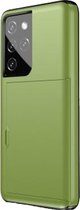 Hoesje geschikt voor iPhone SE 2020 - Backcover - Hardcase - Pasjeshouder - Portemonnee - Shockproof - TPU - Lichtgroen