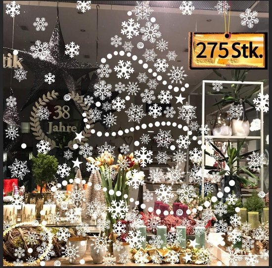 4x Kerstversiering sneeuwvlok raamstickers 30 x 42 cm | Fun en Feest
