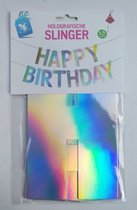 Letterslinger Happy Birthday - zilver holografisch