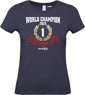 T-shirt Femme GP Gagné & Champion du Monde 2023 | Fan de Formule 1 | Max Verstappen / supporter de Red Bull racing | Champion du monde | dames de la marine | taille XS