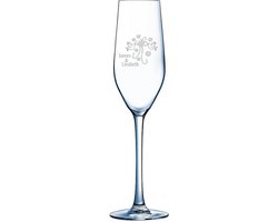 2 stuks champagne glas met naam gegraveerd
