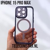 Apple iPhone 15 Pro Max Hoesje Magsafe - Magneet Case met Ring Paars Glitter met Camera lens bescherming