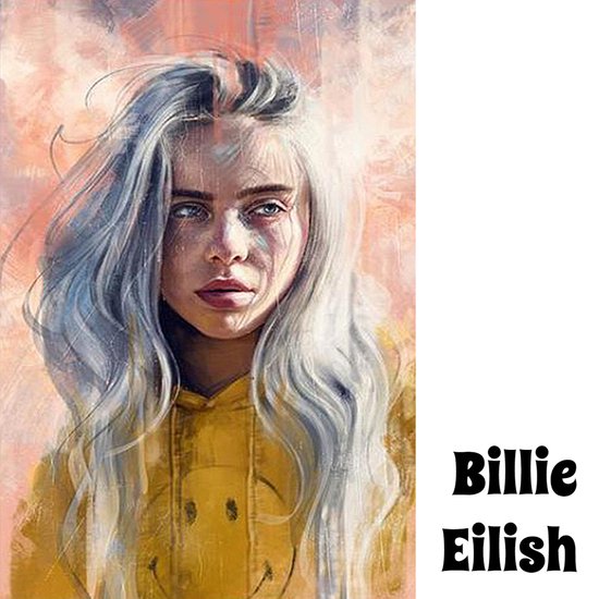 Allernieuwste.nl® Canvas Schilderij Billie Eilish Singer-Songwriter - Electropop - 50 x 70 Kleur