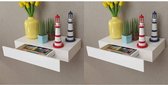 The Living Store Wandplank - Onzichtbaar Montagesysteem - Opslag - 48x25x8 cm - Kleur- Wit - Materiaal- MDF - Met Lade